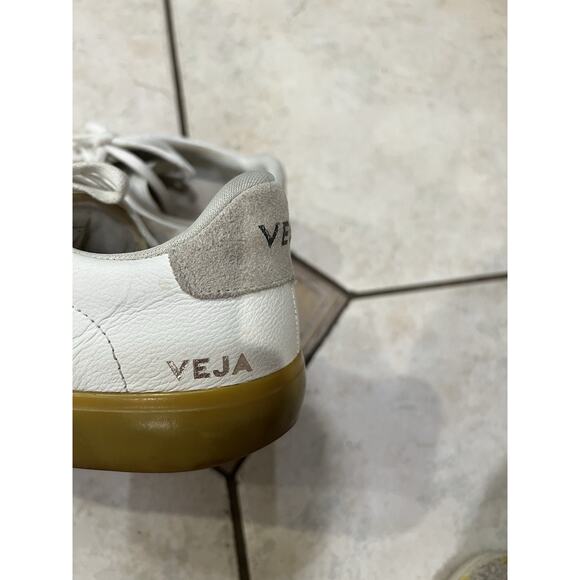 Veja White Campo Sneakers Lace Up Leather Upper Gum Rubber Soles Sz 10 Mens main image 7